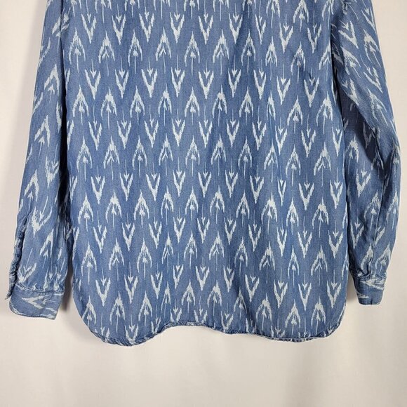 Velvet Heart Women's Chambray Button Down Denim Top With White Pattern Size M - Picture 9 of 13